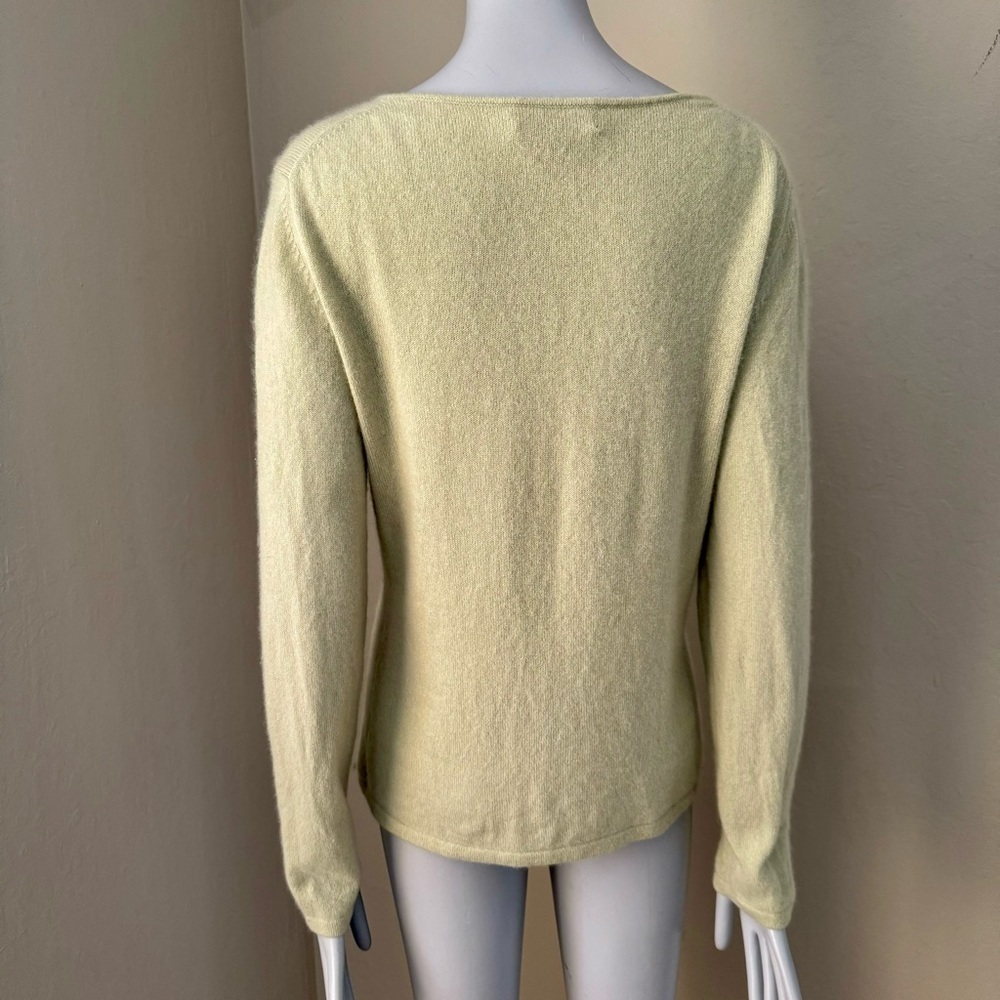 CHARTER CLUB 100% Cashmere V-Neck Sweater Celery Green Size Medium - Picture 6 of 11